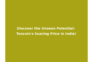 Discover the Unseen Potential: Toncoin's Soaring Price in India!