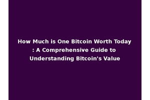 How Much is One Bitcoin Worth Today: A Comprehensive Guide to Understanding Bitcoin's Value