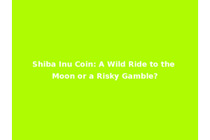 Shiba Inu Coin: A Wild Ride to the Moon or a Risky Gamble?