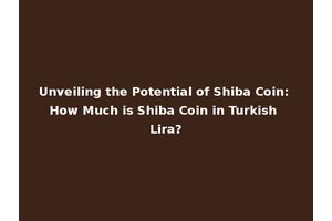 Unveiling the Potential of Shiba Coin: How Much is Shiba Coin in Turkish Lira?