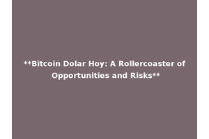 **Bitcoin Dolar Hoy: A Rollercoaster of Opportunities and Risks**