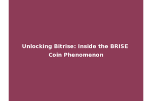 Unlocking Bitrise: Inside the BRISE Coin Phenomenon