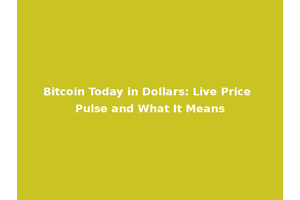 Bitcoin Today in Dollars: Live Price Pulse and What It Means