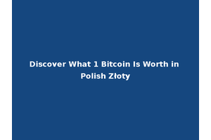 Discover What 1 Bitcoin Is Worth in Polish Złoty