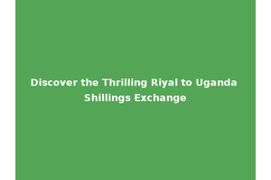 Discover the Thrilling Riyal to Uganda Shillings Exchange