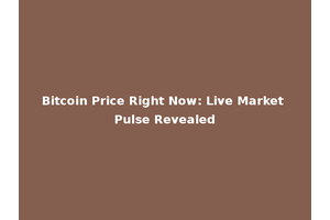Bitcoin Price Right Now: Live Market Pulse Revealed