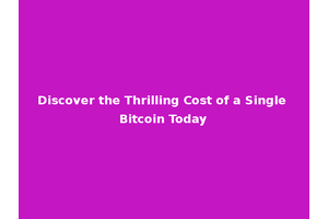 Discover the Thrilling Cost of a Single Bitcoin Today