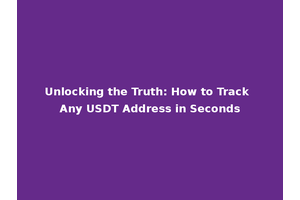 Unlocking the Truth: How to Track Any USDT Address in Seconds