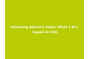 Unlocking Bitcoin's Value: What 1 BTC Equals in USD