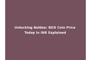 Unlocking Beldex: BDX Coin Price Today in INR Explained