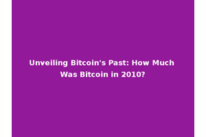 Unveiling Bitcoin's Past: How Much Was Bitcoin in 2010?