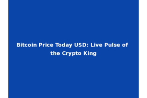 Bitcoin Price Today USD: Live Pulse of the Crypto King